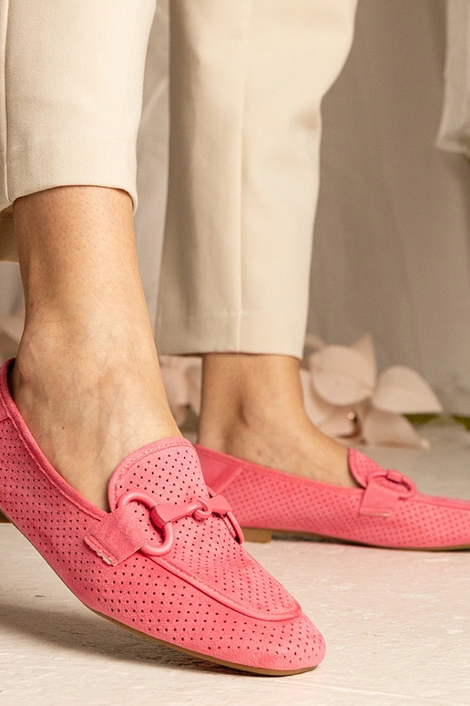 Rožiniai moteriški ażuromokasynai su...