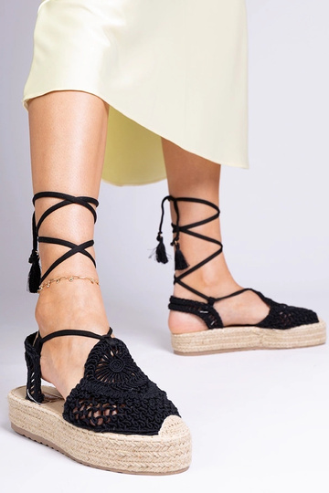 Juodos pintos espadrilių tipo moteriškos basutės Lemura 2