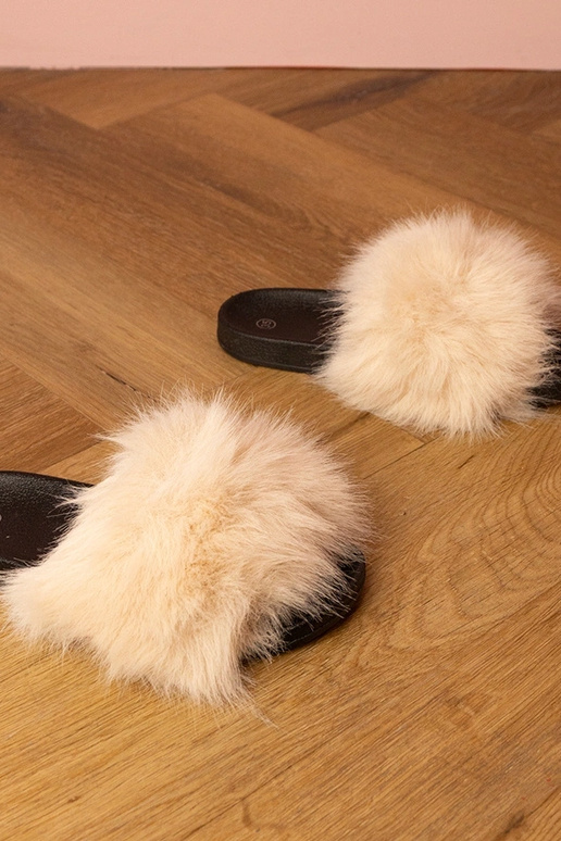 Smėlio spalvos vaikiškos šlepetės su...