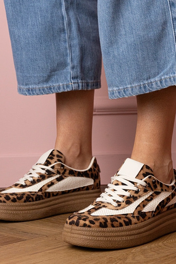 Gyvūninių raštų moteriški sportbačiai ant storos platformos Kamela 2