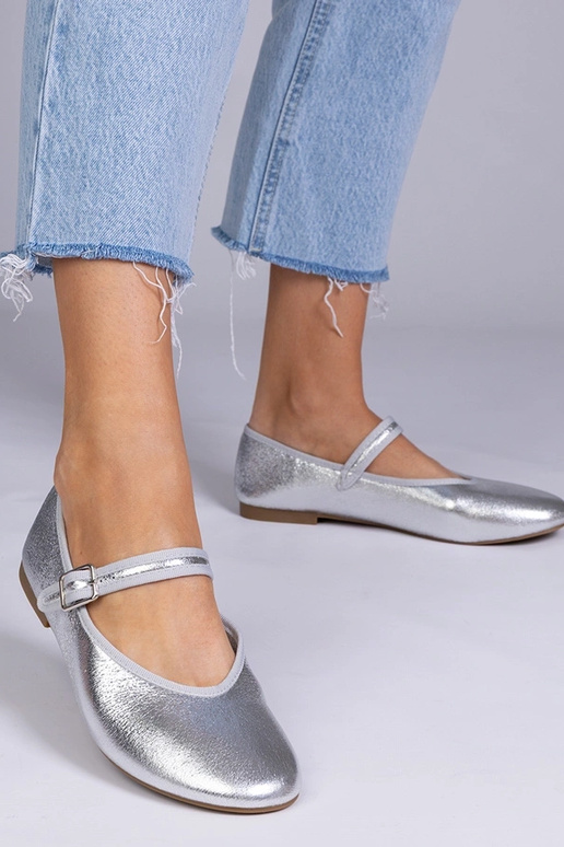 Auksinės moteriškos balerinos su...