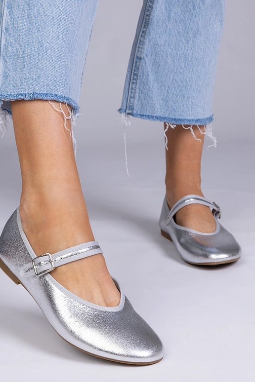 Auksinės moteriškos balerinos su...