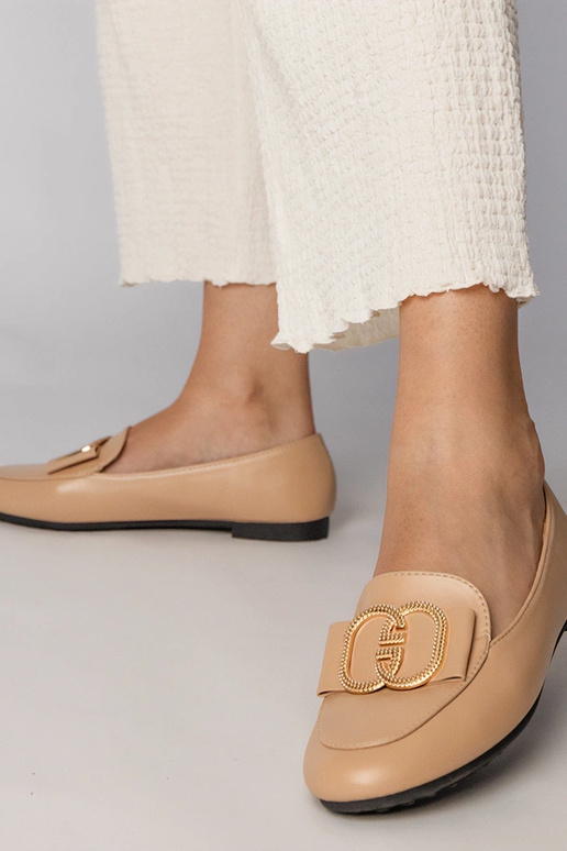 Juodi moteriški mokasinai su auksiniu...