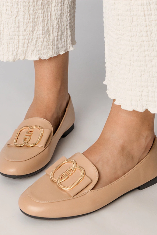 Juodi moteriški mokasinai su auksiniu...