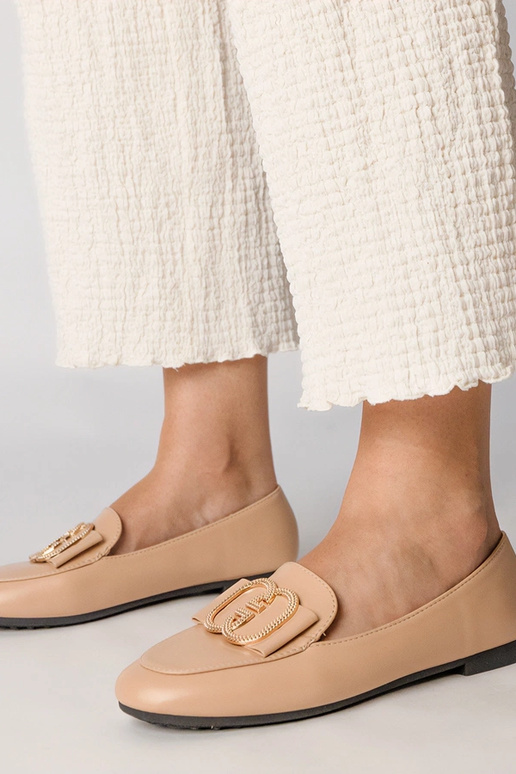 Juodi moteriški mokasinai su auksiniu...