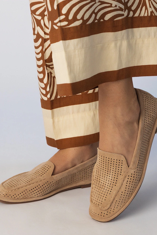Smėlio spalvos ažūriniai mokasinai iš...