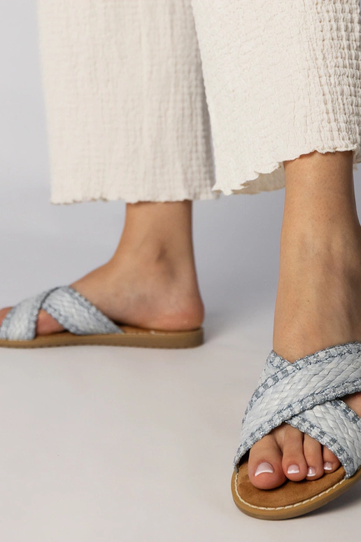 Rožinės moteriškos pintos šlepetės,...