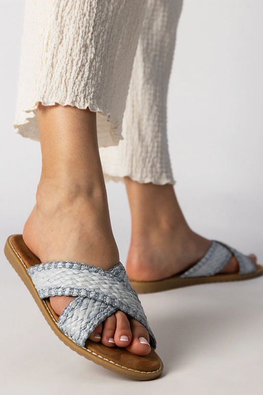 Rožinės moteriškos pintos šlepetės,...