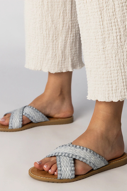 Rožinės moteriškos pintos šlepetės,...