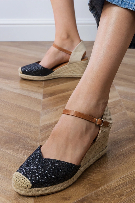 Auksinės espadrilių tipo šlepetės su...