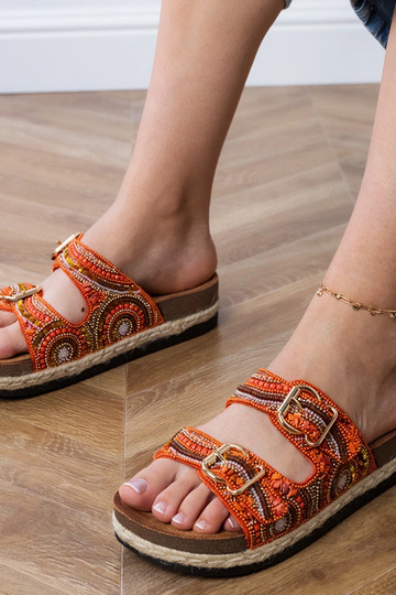 Rožinės etninės šlepetės su...