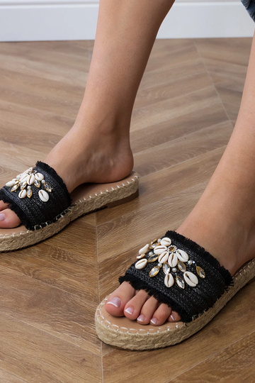Rožinės espadrilių tipo šlepetės su kriauklelėmis, „Morsa"