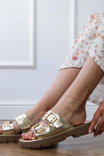 Rudos plokščios šlepetės su... 2