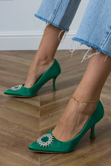 Žalios šilkinės basutės su...