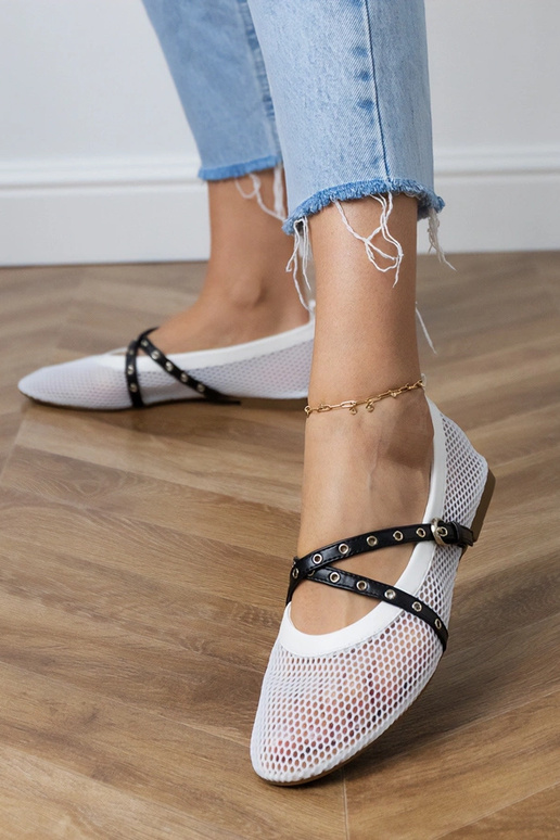 Baltos tinklelinės balerinos su...