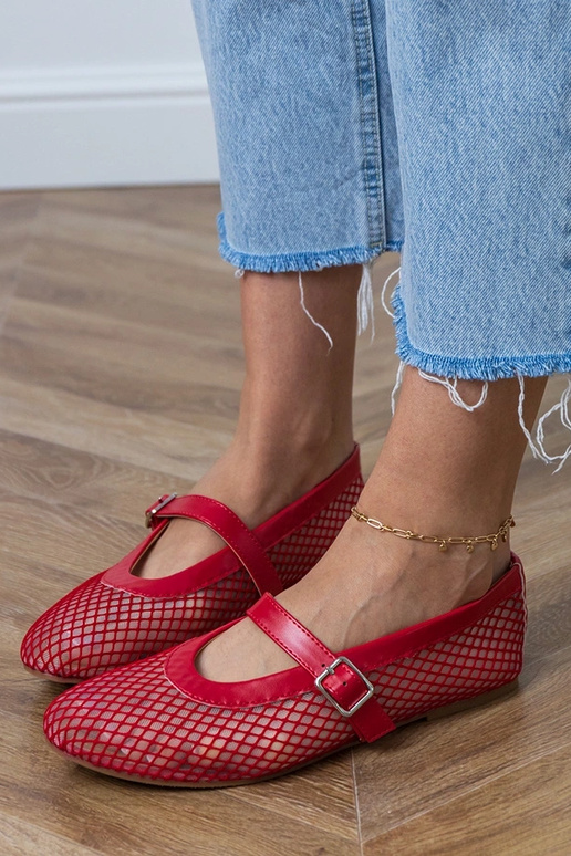 Raudonos tinklelinės balerinos su... Raudonos tinklelinės balerinos su...