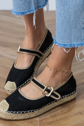 Juodos espadrilės su dekoratyvia sagtimi Pilata 2