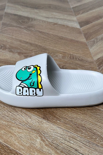 Pilkos vaikų šlepetės su spaudiniais Milos 2