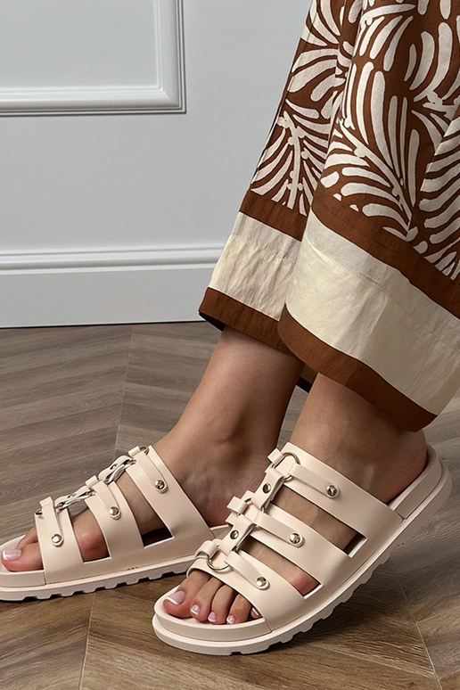 Smėlio spalvos romėniškos šlepetės su...