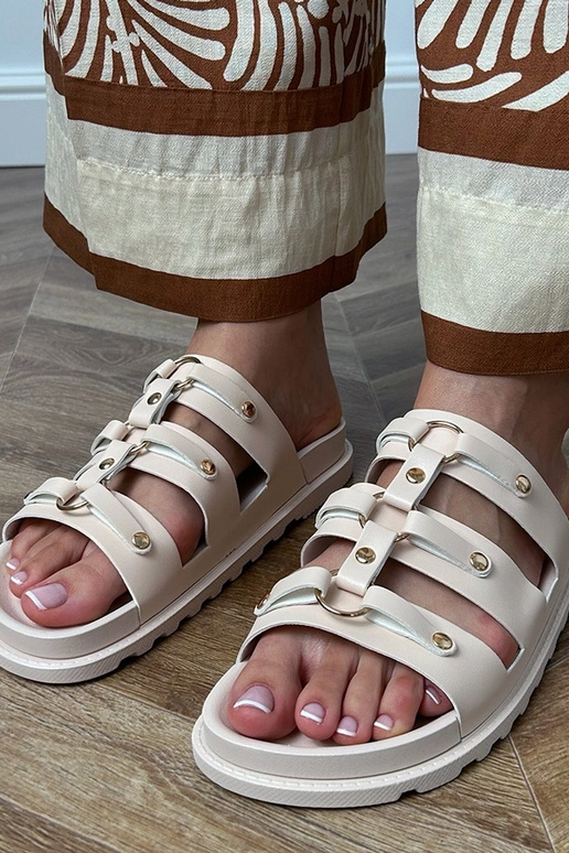 Smėlio spalvos romėniškos šlepetės su...