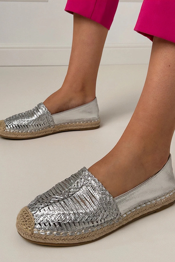 Sidabrinės ažūrinės espadrilės ant platformos Zelvira