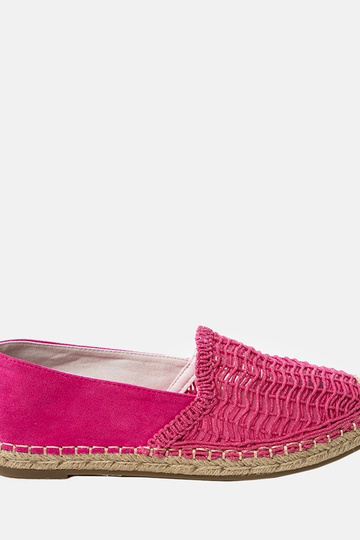 Rožinės ažūrinės espadrilės ant platformos Plevis