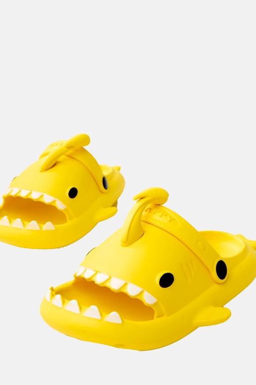 Geltonos vaikiškos šlepetės su ryklių...