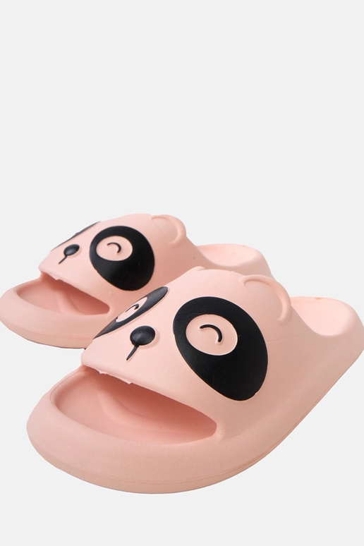 Rožinės vaikiškos šlepetės su pandų...