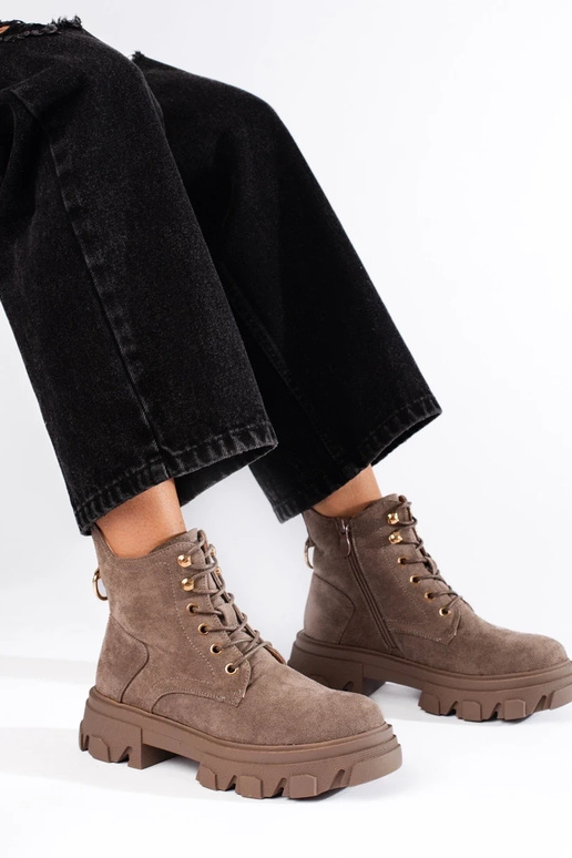 iš zomšos moteriški batai ant storo pado