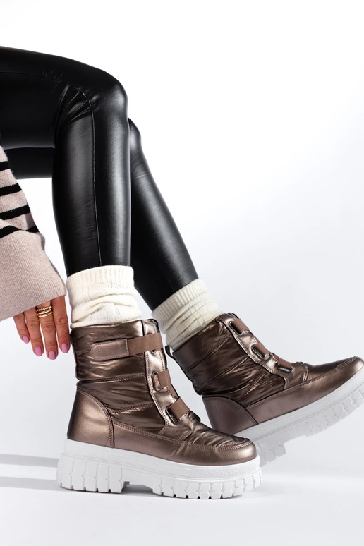 Moteriški sniego batai Velcro rudos... Moteriški sniego batai Velcro rudos...