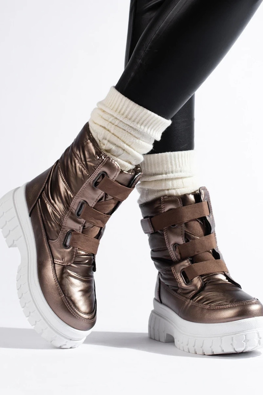 Moteriški sniego batai Velcro rudos... Moteriški sniego batai Velcro rudos...