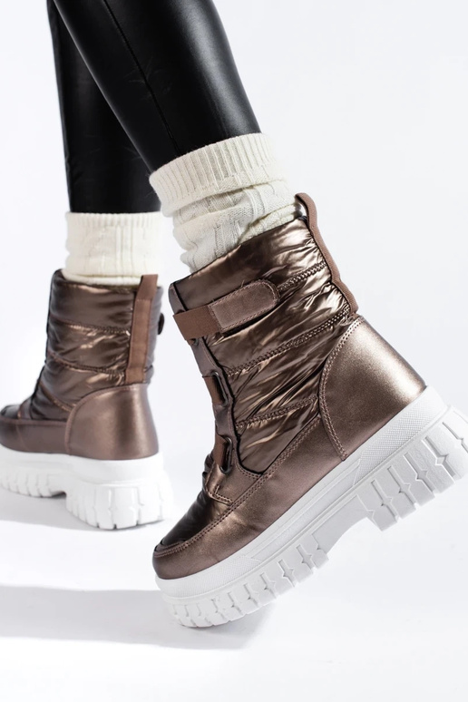 Moteriški sniego batai Velcro rudos... Moteriški sniego batai Velcro rudos...