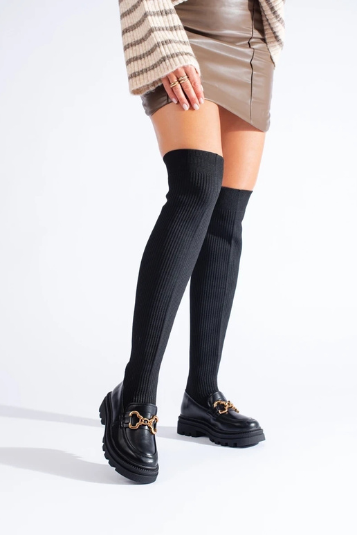 juodos spalvos ilgaauliai batai su...