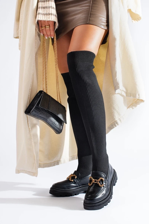 juodos spalvos ilgaauliai batai su...