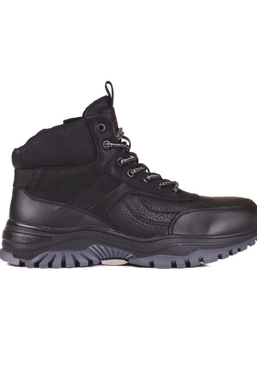 Vyriški batai su kailiuku juodos spalvos