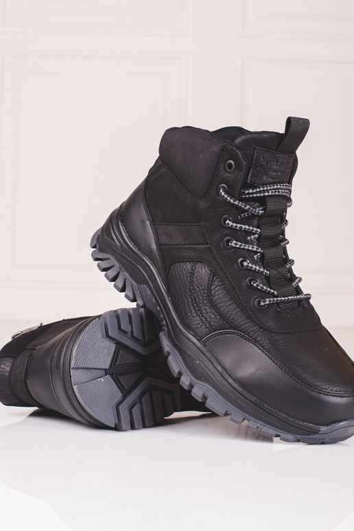 Vyriški batai su kailiuku juodos spalvos