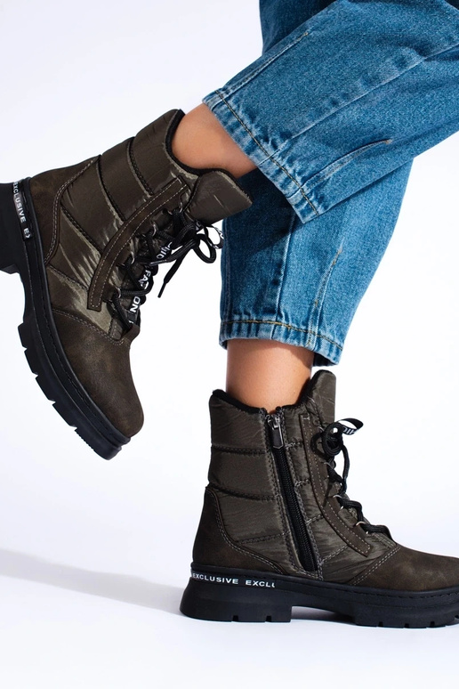 Moteriški sniego batai suvarstytas khaki Moteriški sniego batai suvarstytas khaki