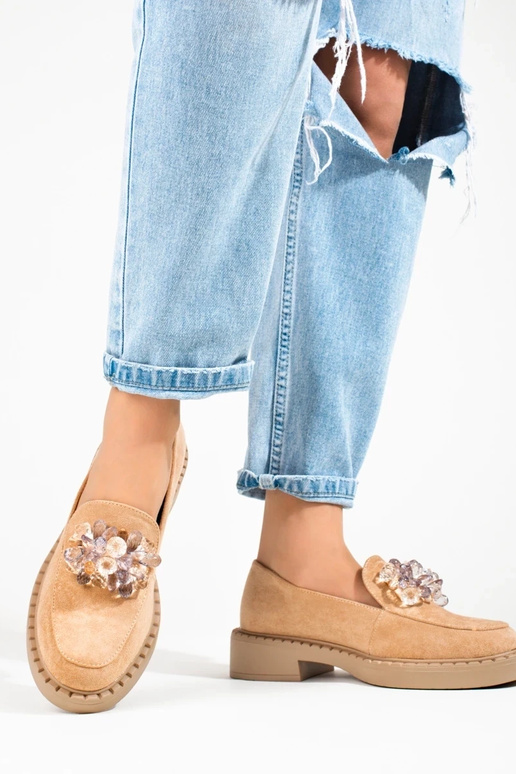 smėlio spalvos  iš zomšos mokasinai...