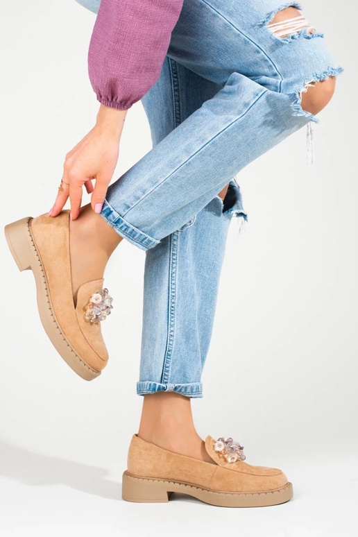 smėlio spalvos  iš zomšos mokasinai...