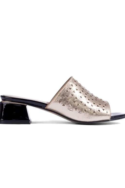 aukso spalvos  Šlepetės   žemu kulnu...