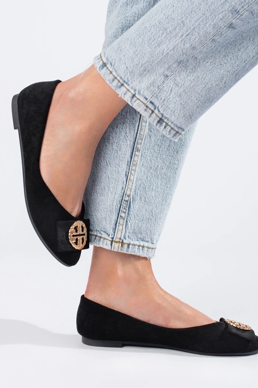 juodos spalvos iš zomšos balerinos...