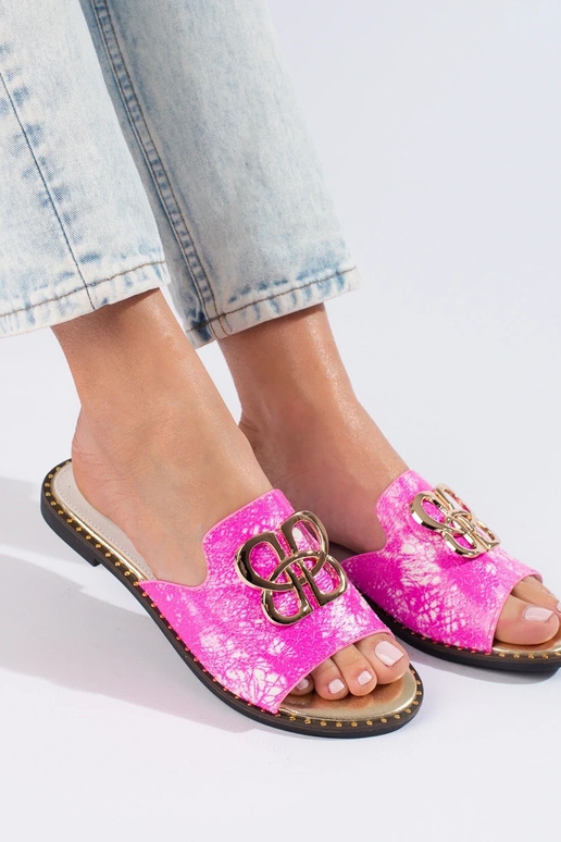 rožinės spalvos Šlepetės  su aukso...