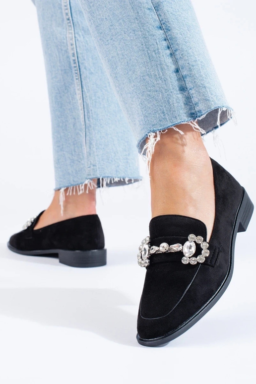 juodos spalvos mokasinai iš zomšos su...