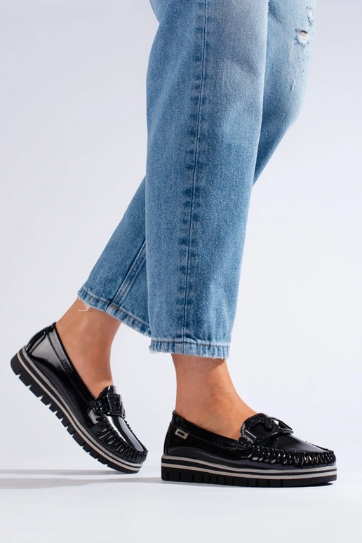 Juodi mokasinai su platforma su lako...