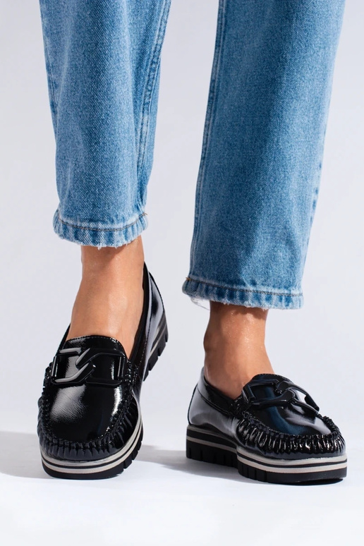 Juodi mokasinai su platforma su lako...