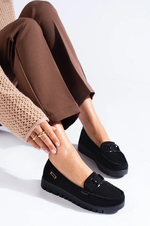 iš zomšos juodos spalvos mokasinai su...