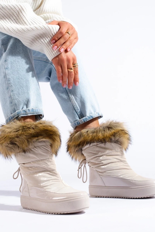 Moteriškas kreminės sniego batai su... Moteriškas kreminės sniego batai su...