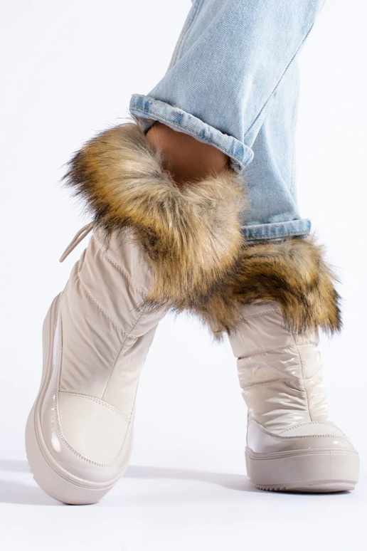 Moteriškas kreminės sniego batai su... Moteriškas kreminės sniego batai su...