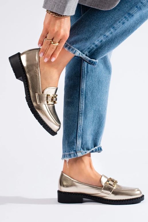 aukso spalvos moteriški pusbačiai