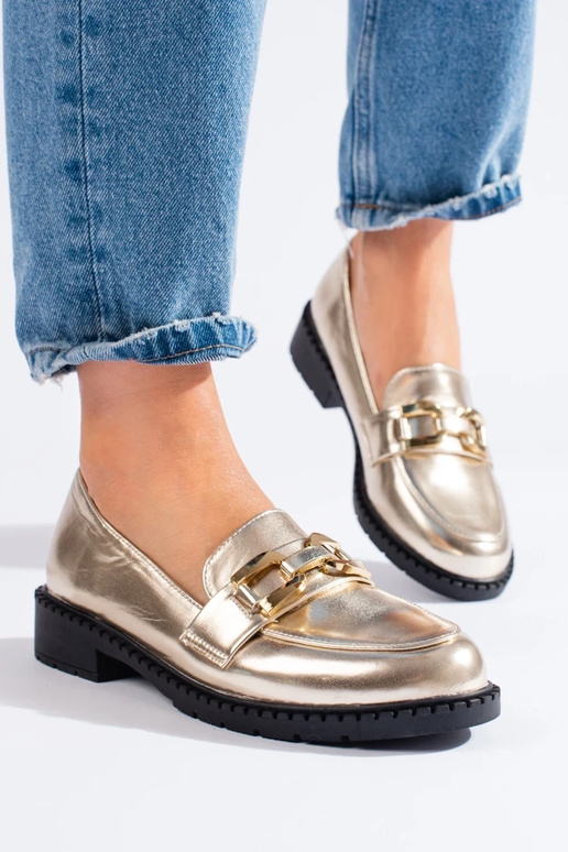 aukso spalvos moteriški pusbačiai